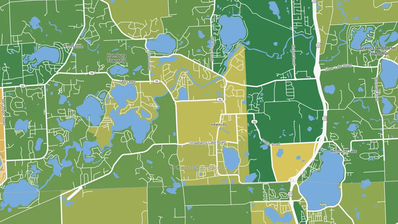 Hamburg, MI Map of Burglary Rates