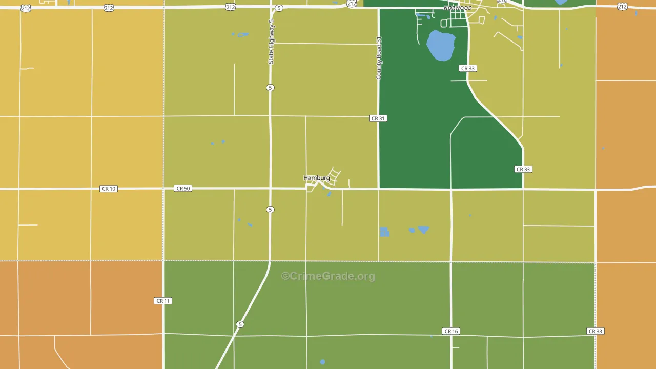 Hamburg, MN Map of Burglary Rates