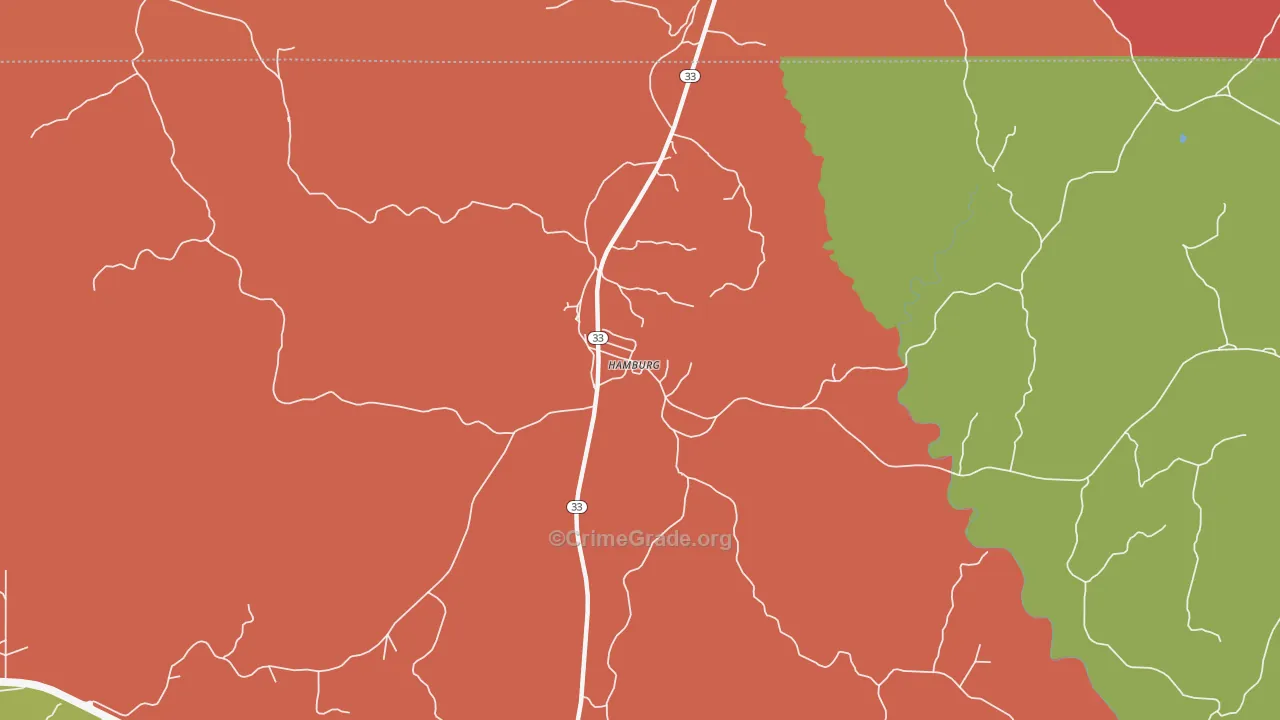 Hamburg, MS Map of Burglary Rates