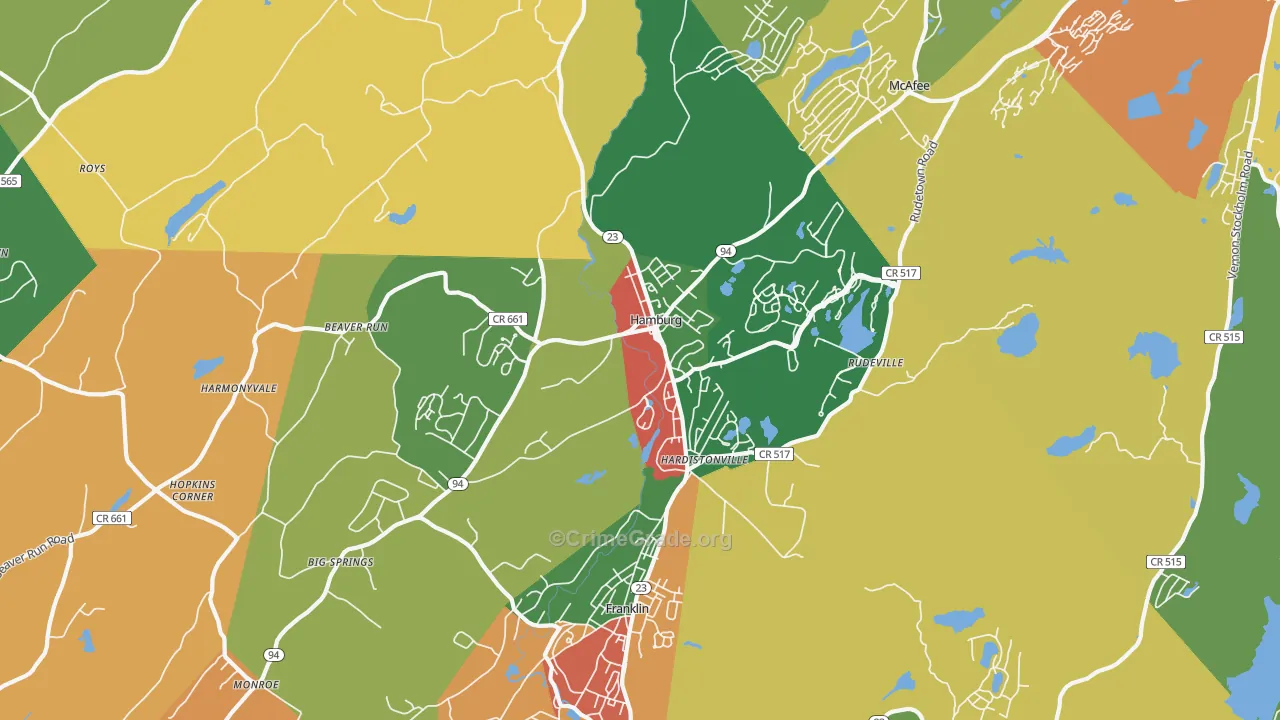 Hamburg, NJ Map of Burglary Rates