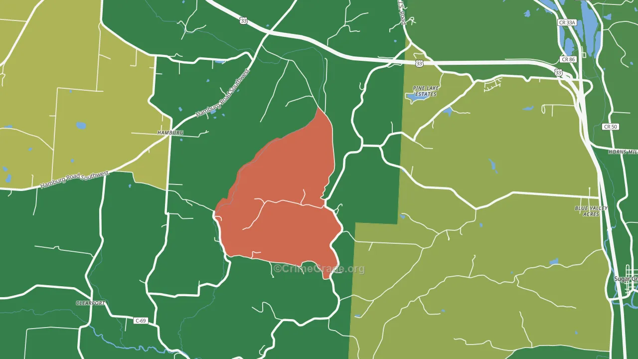 Hamburg, OH Map of Burglary Rates