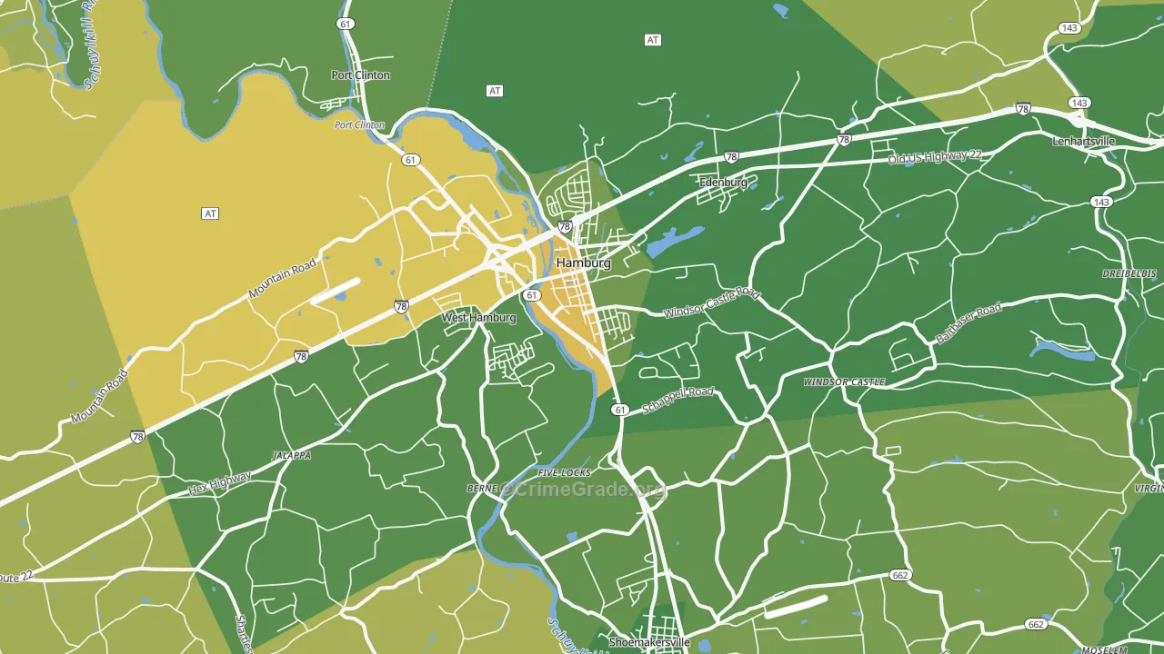 Hamburg, PA Map of Burglary Rates