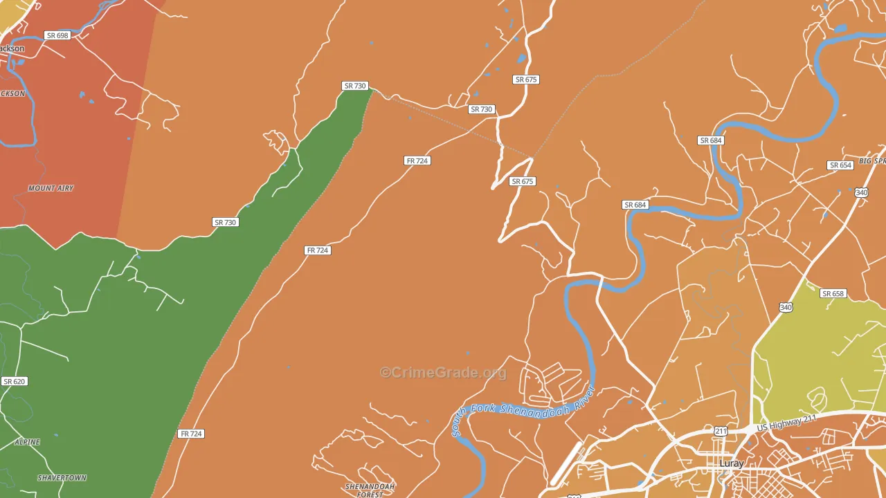 Hamburg, VA Map of Burglary Rates