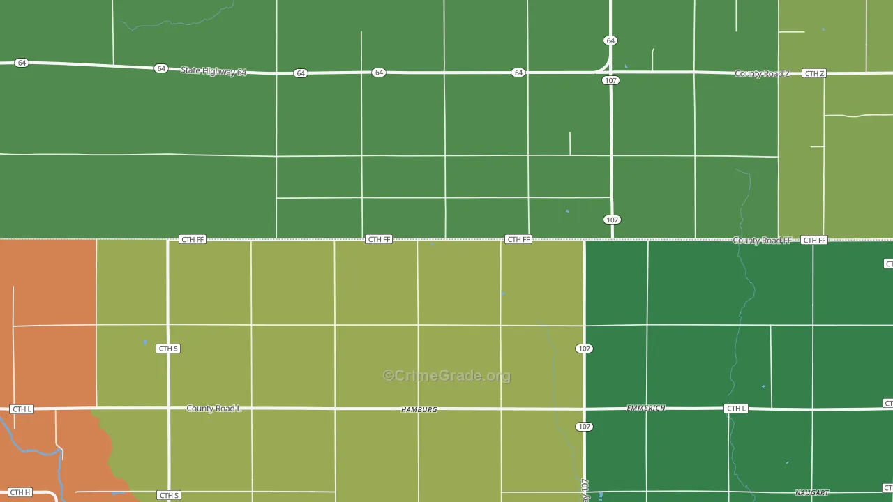 Hamburg, WI Map of Burglary Rates
