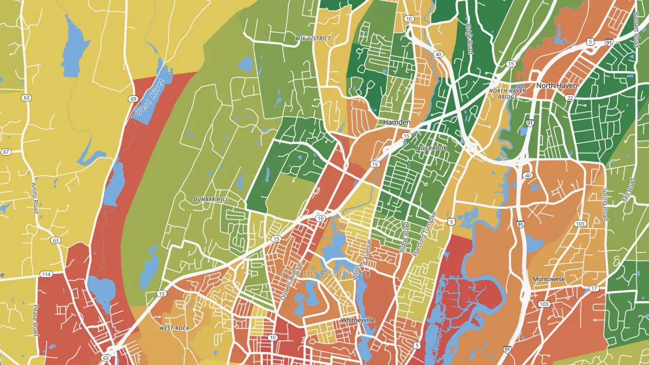 Hamden, CT Map of Burglary Rates