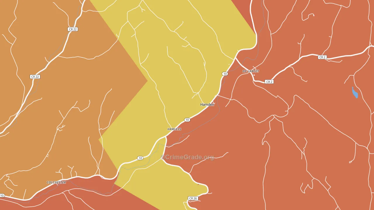 Hamden, NY Map of Burglary Rates