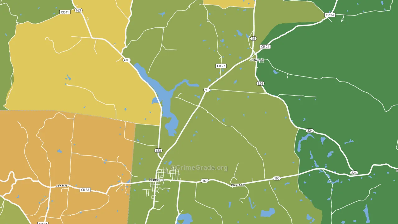 Hamden, OH Map of Burglary Rates