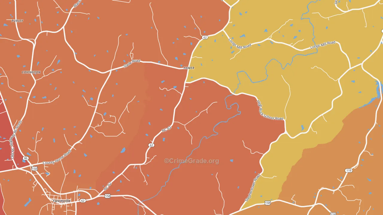 Hamer, NC Map of Burglary Rates