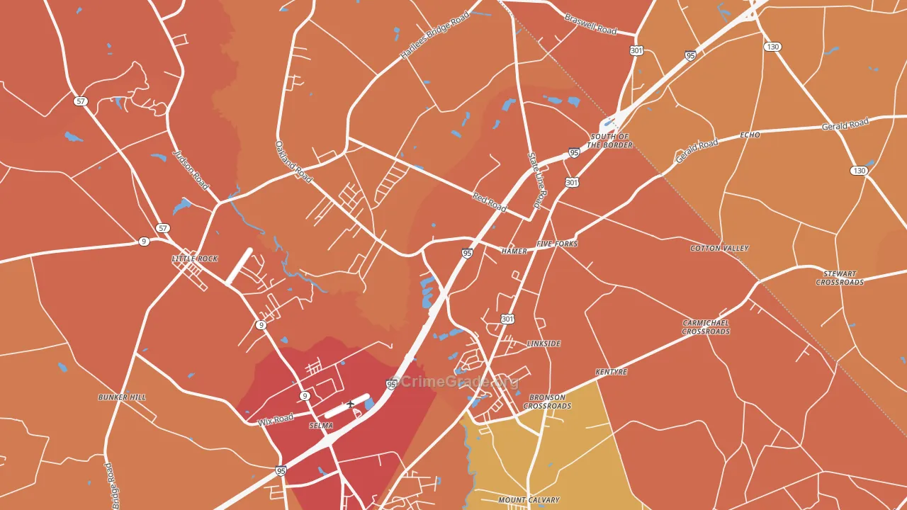 Hamer, SC Map of Burglary Rates