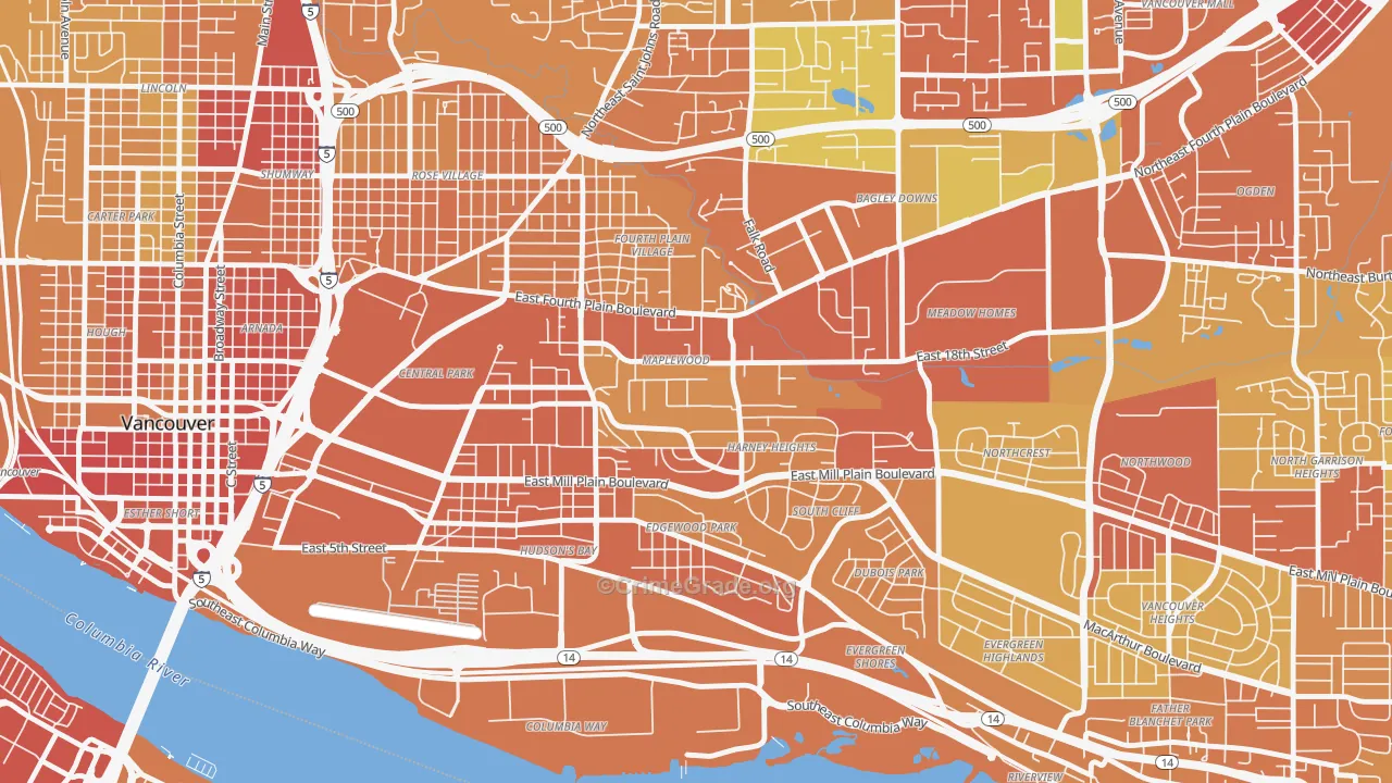 Hamey Heights, Vancouver, WA Map of Burglary Rates