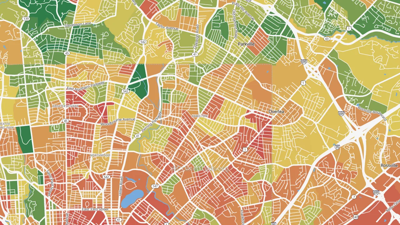 Hamilton Area, Baltimore, MD Map of Burglary Rates