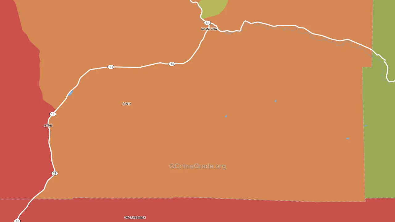 Hamilton, CO Map of Burglary Rates