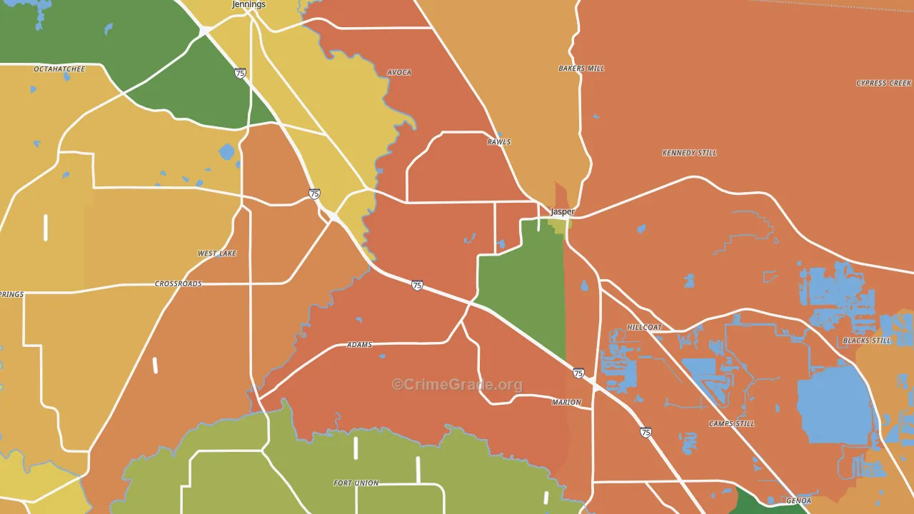 Hamilton County, FL Map of Burglary Rates