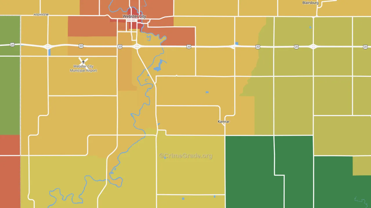 Hamilton County, IA Map of Burglary Rates