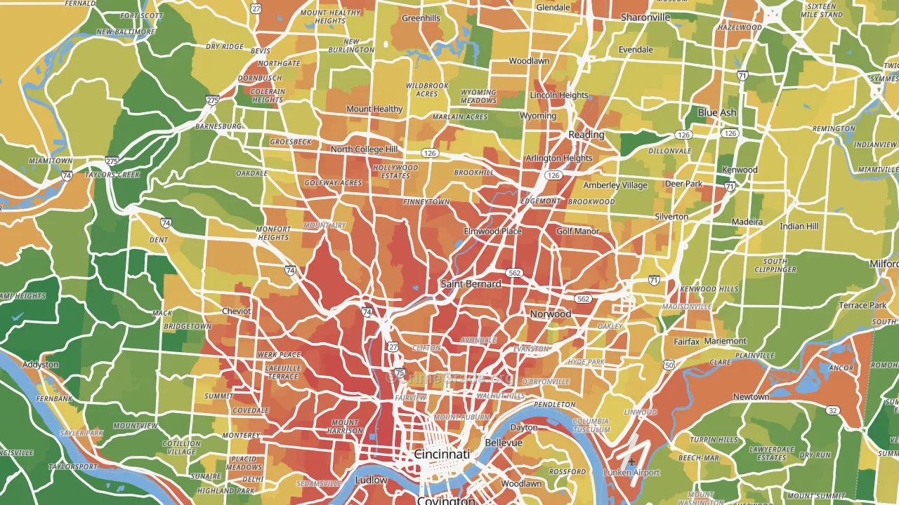 Hamilton County, OH Map of Burglary Rates