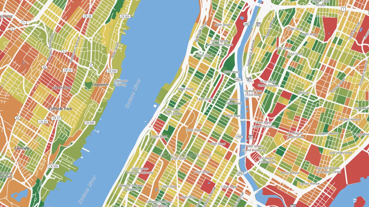 Hamilton Heights, Manhattan, NY Map of Burglary Rates