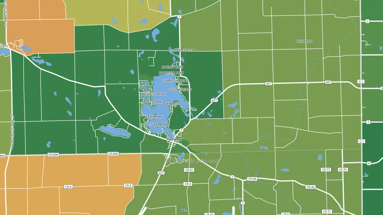 Hamilton, IN Map of Burglary Rates