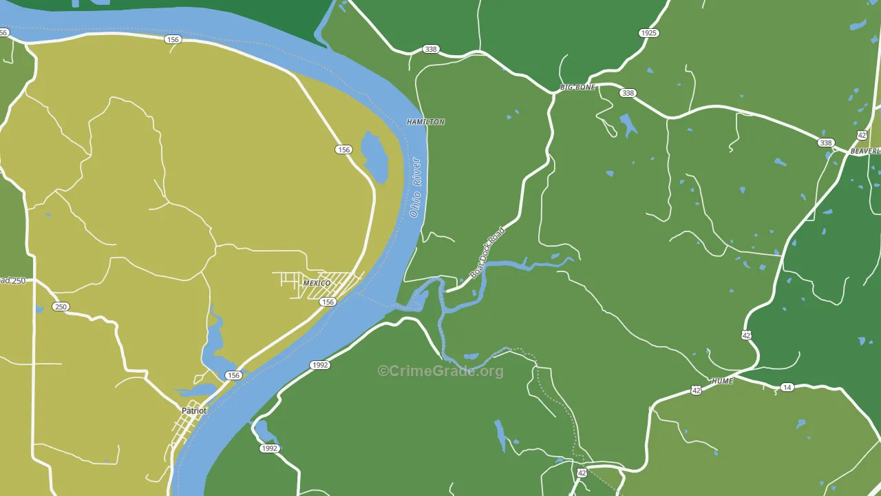 Hamilton, KY Map of Burglary Rates