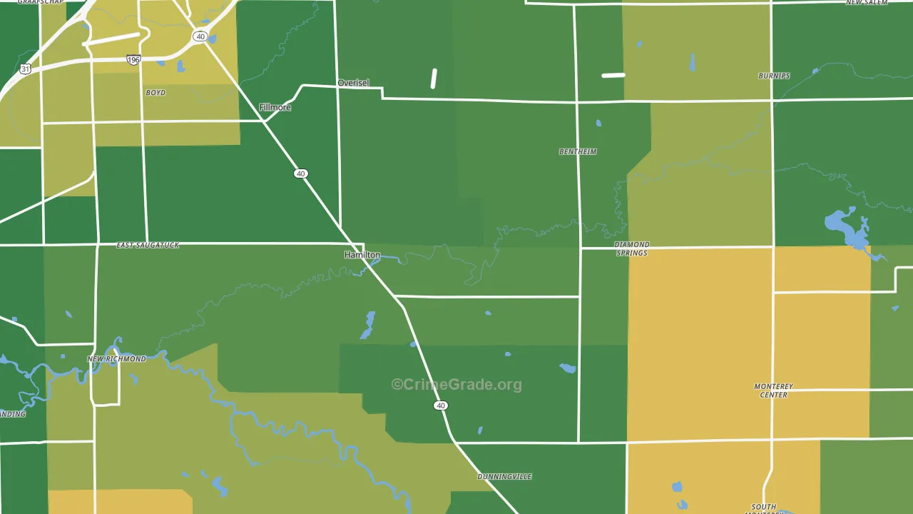 Hamilton, MI Map of Burglary Rates