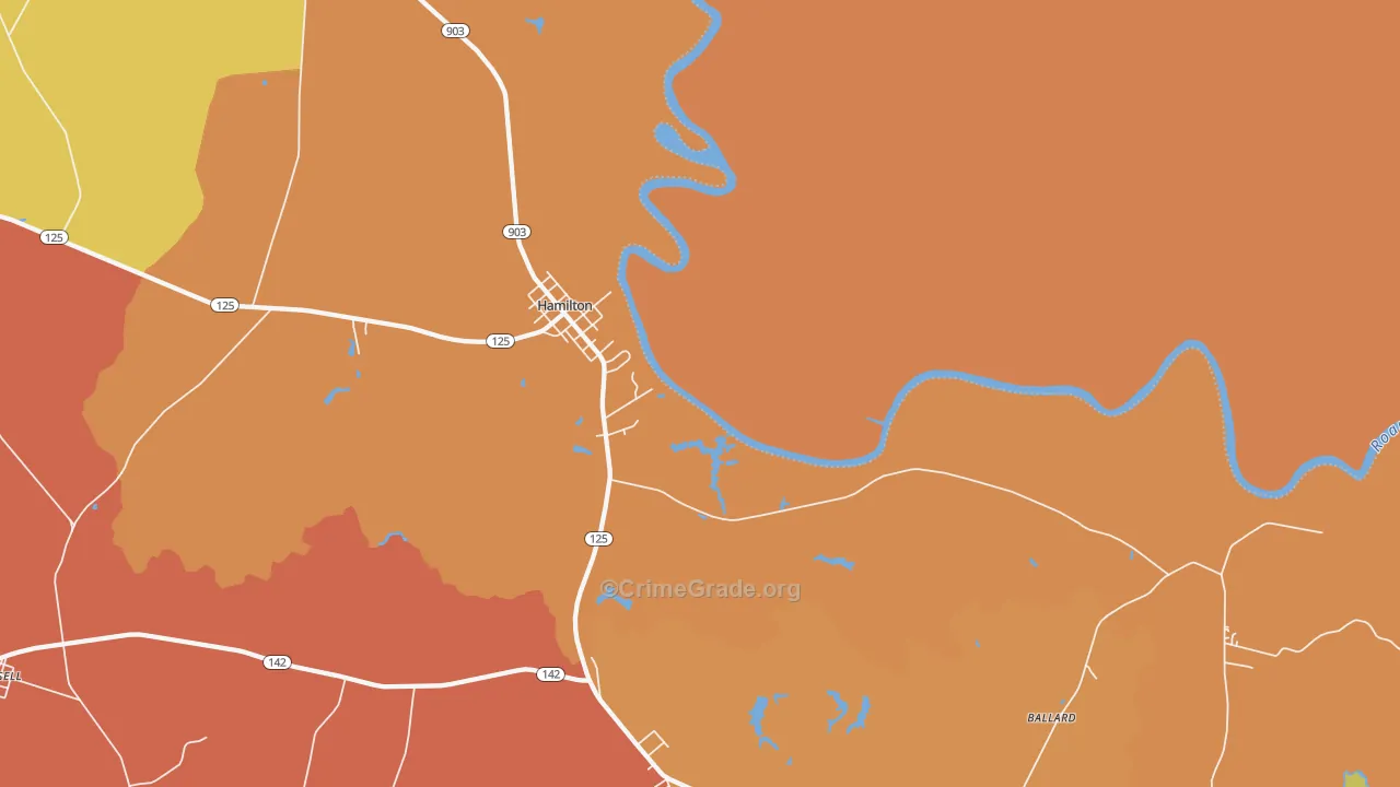 Hamilton, NC Map of Burglary Rates