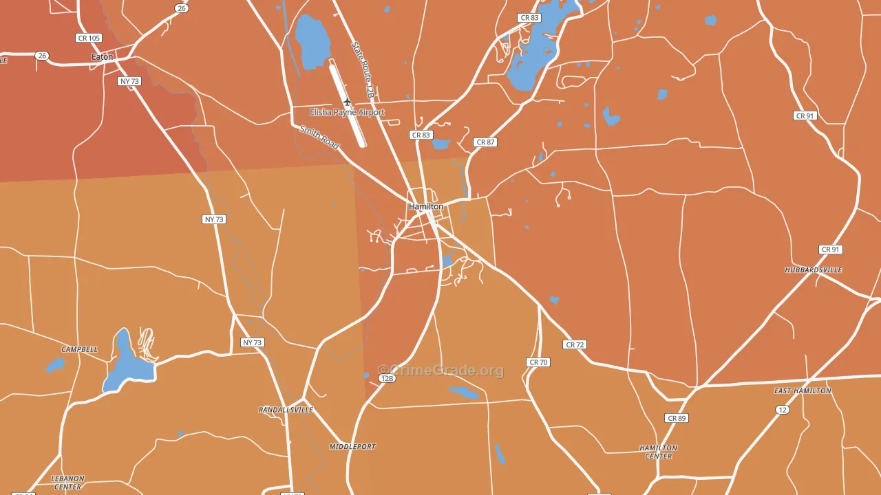 Hamilton, NY Map of Burglary Rates