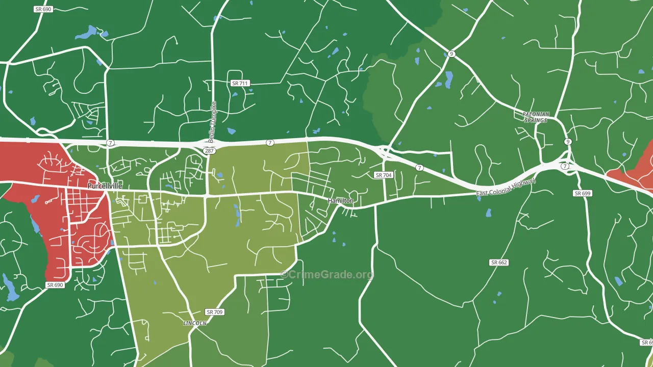 Hamilton, VA Map of Burglary Rates