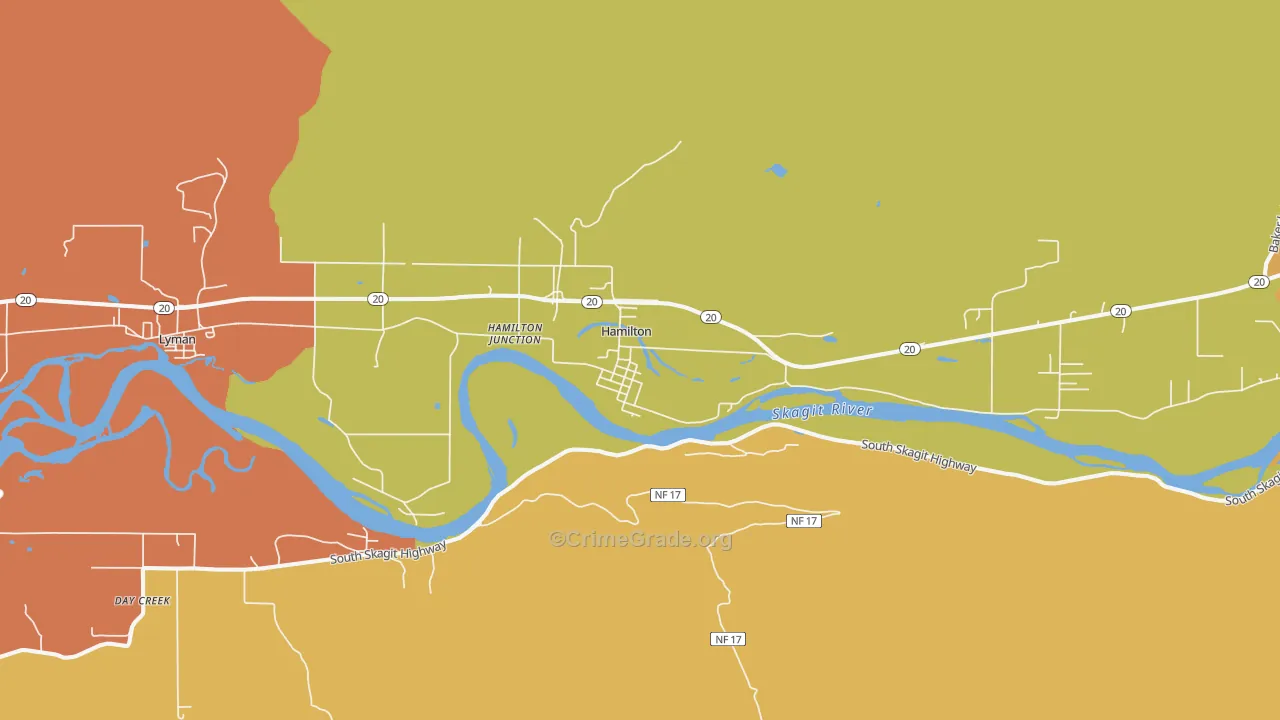 Hamilton, WA Map of Burglary Rates