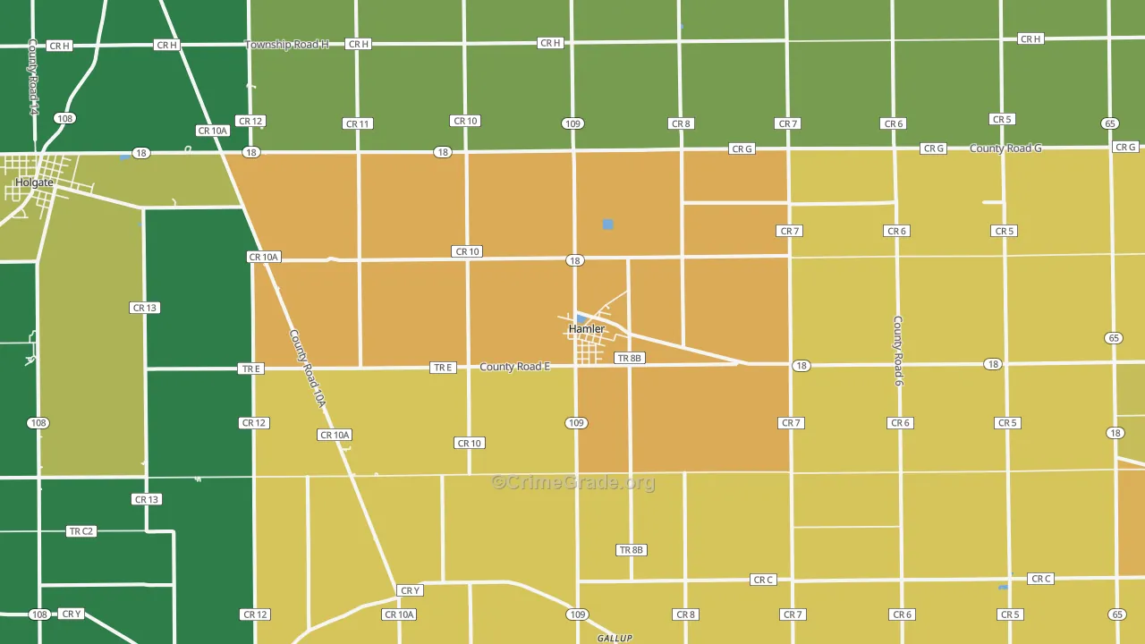 Hamler, OH Map of Burglary Rates