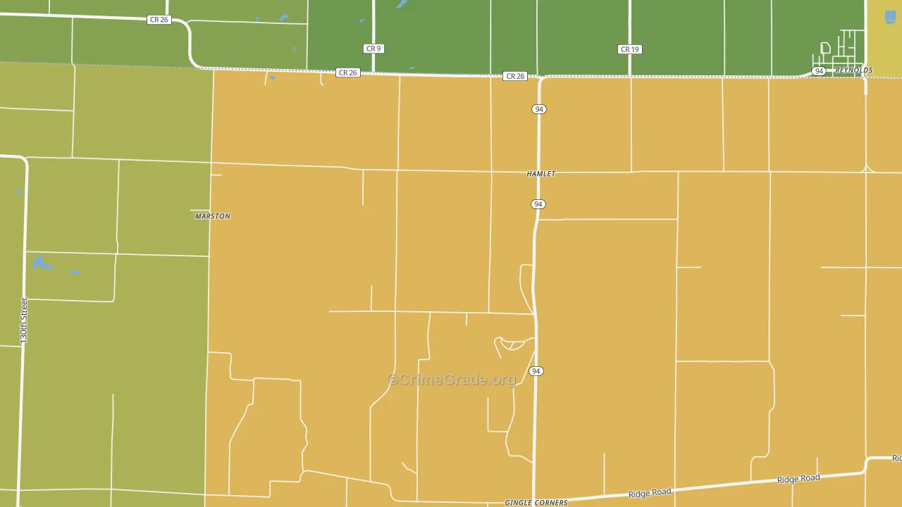 Hamlet, IL Map of Burglary Rates
