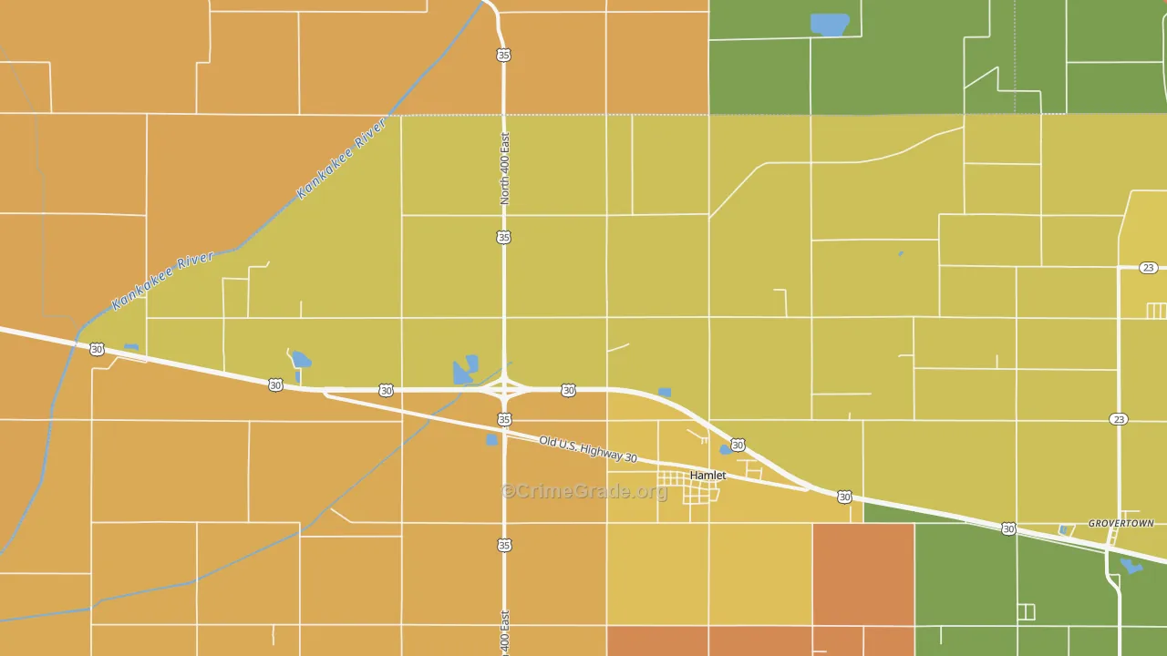 Hamlet, IN Map of Burglary Rates