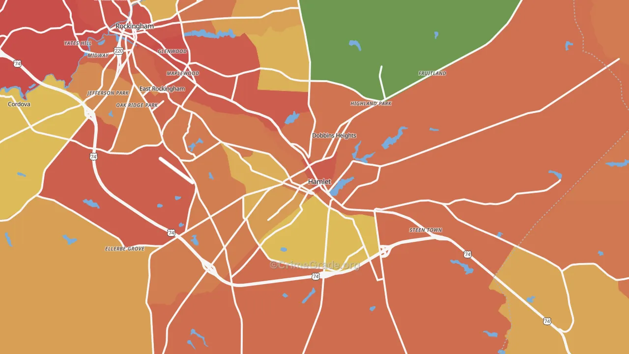 Hamlet, NC Map of Burglary Rates