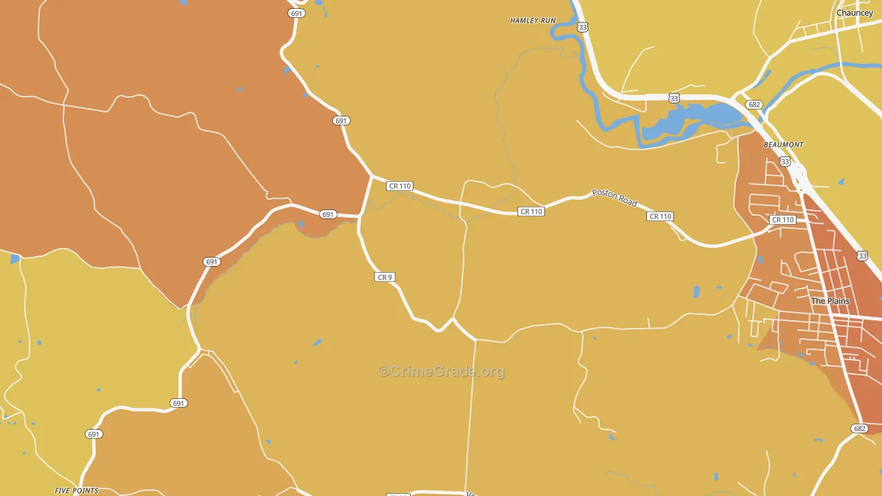 Hamley Run, OH Map of Burglary Rates