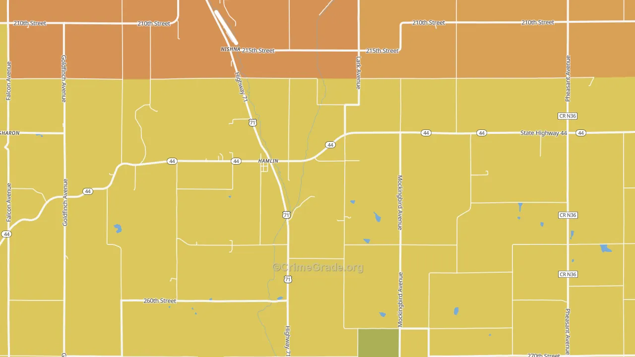 Hamlin, IA Map of Burglary Rates