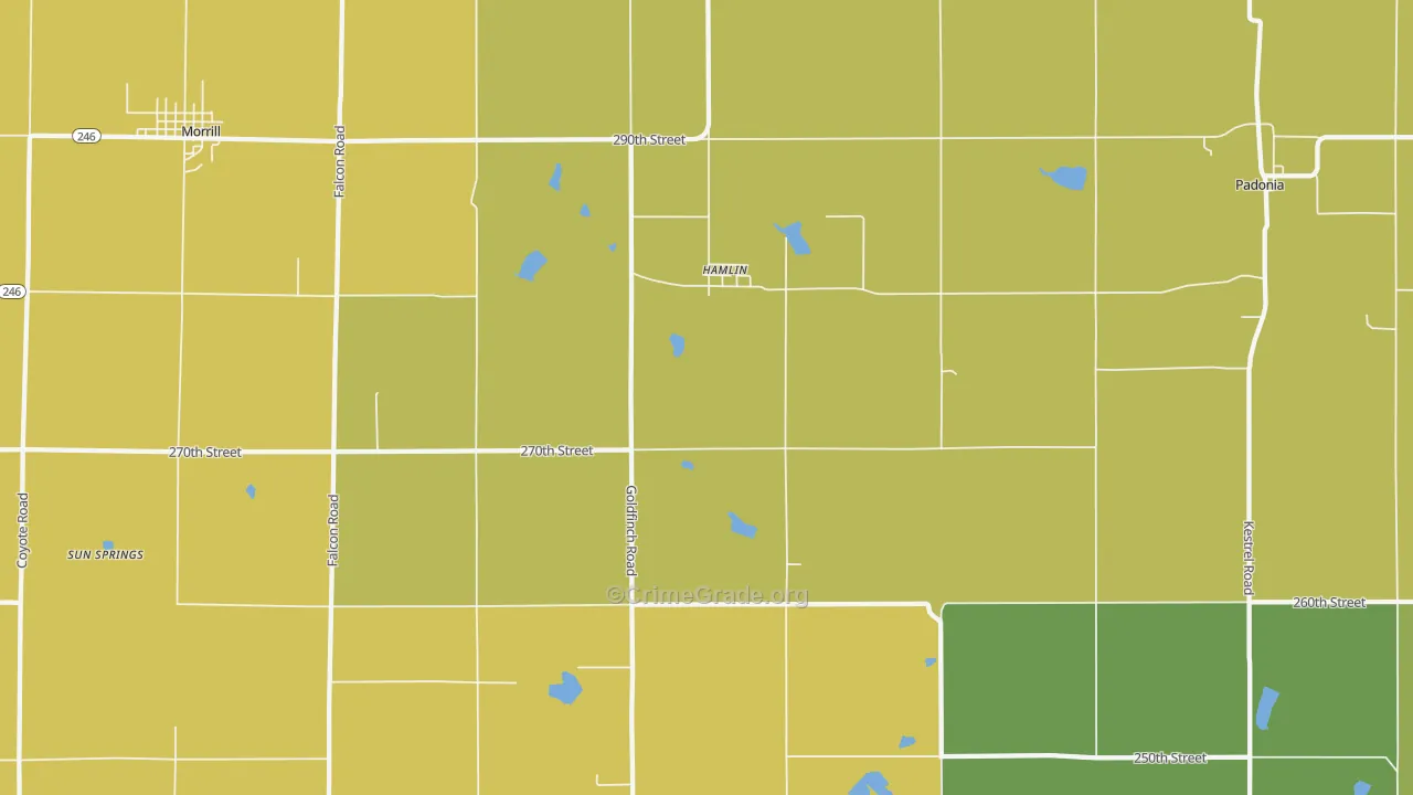 Hamlin, KS Map of Burglary Rates