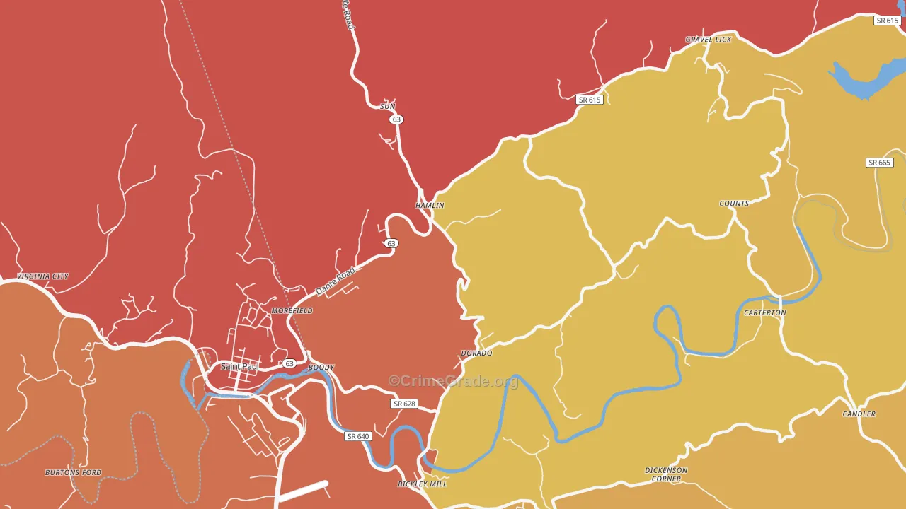 Hamlin, VA Map of Burglary Rates