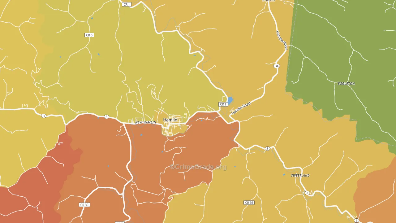 Hamlin, WV Map of Burglary Rates