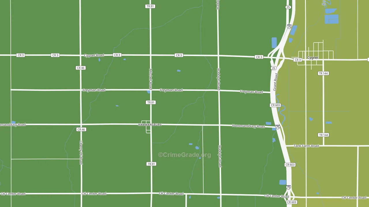Hammansburg, OH Map of Burglary Rates