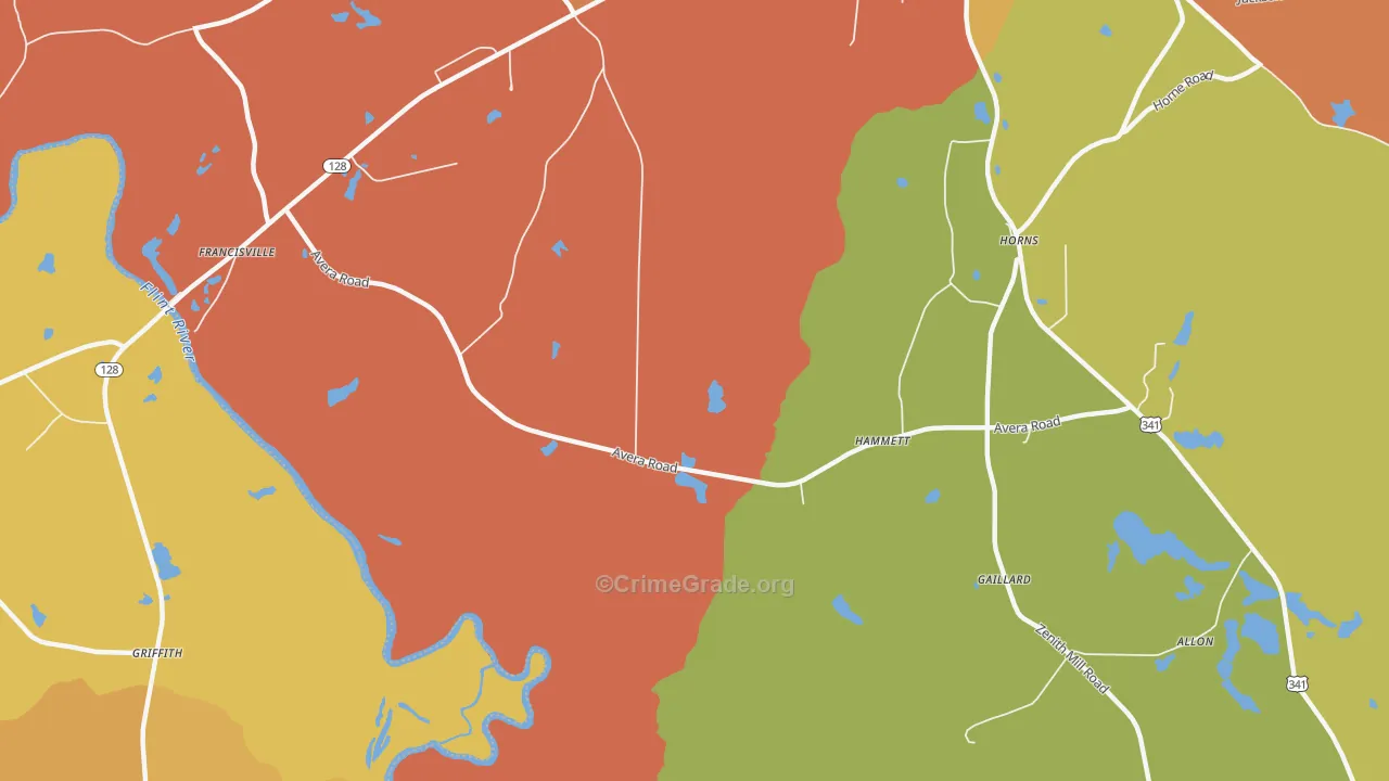 Hammett, GA Map of Burglary Rates