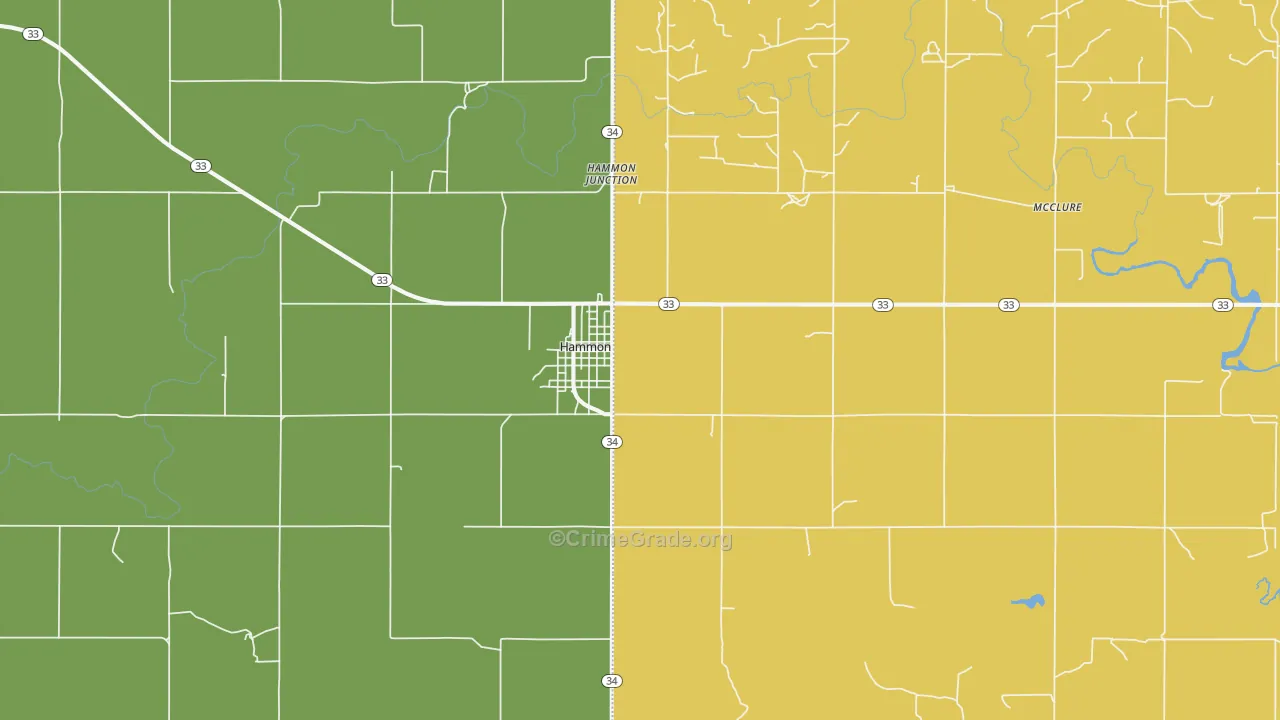 Hammon, OK Map of Burglary Rates