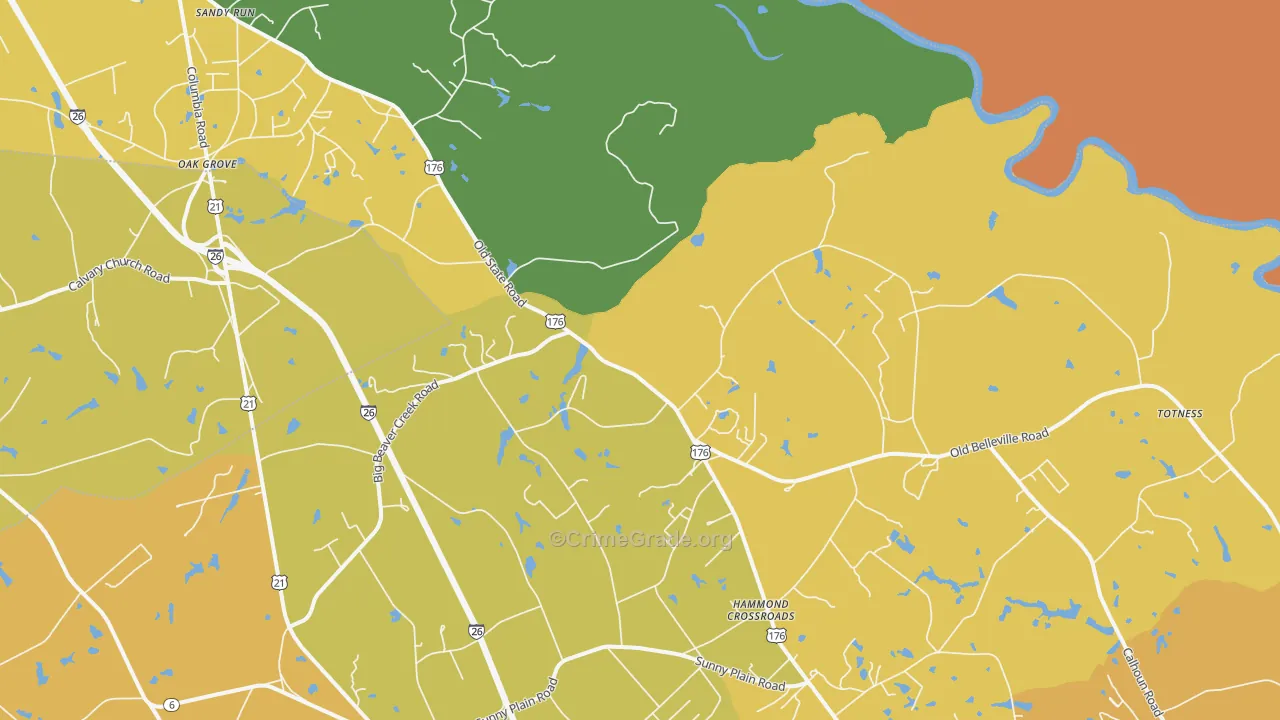 Hammond Crossroads, SC Map of Burglary Rates