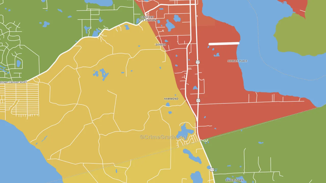 Hammond, FL Map of Burglary Rates