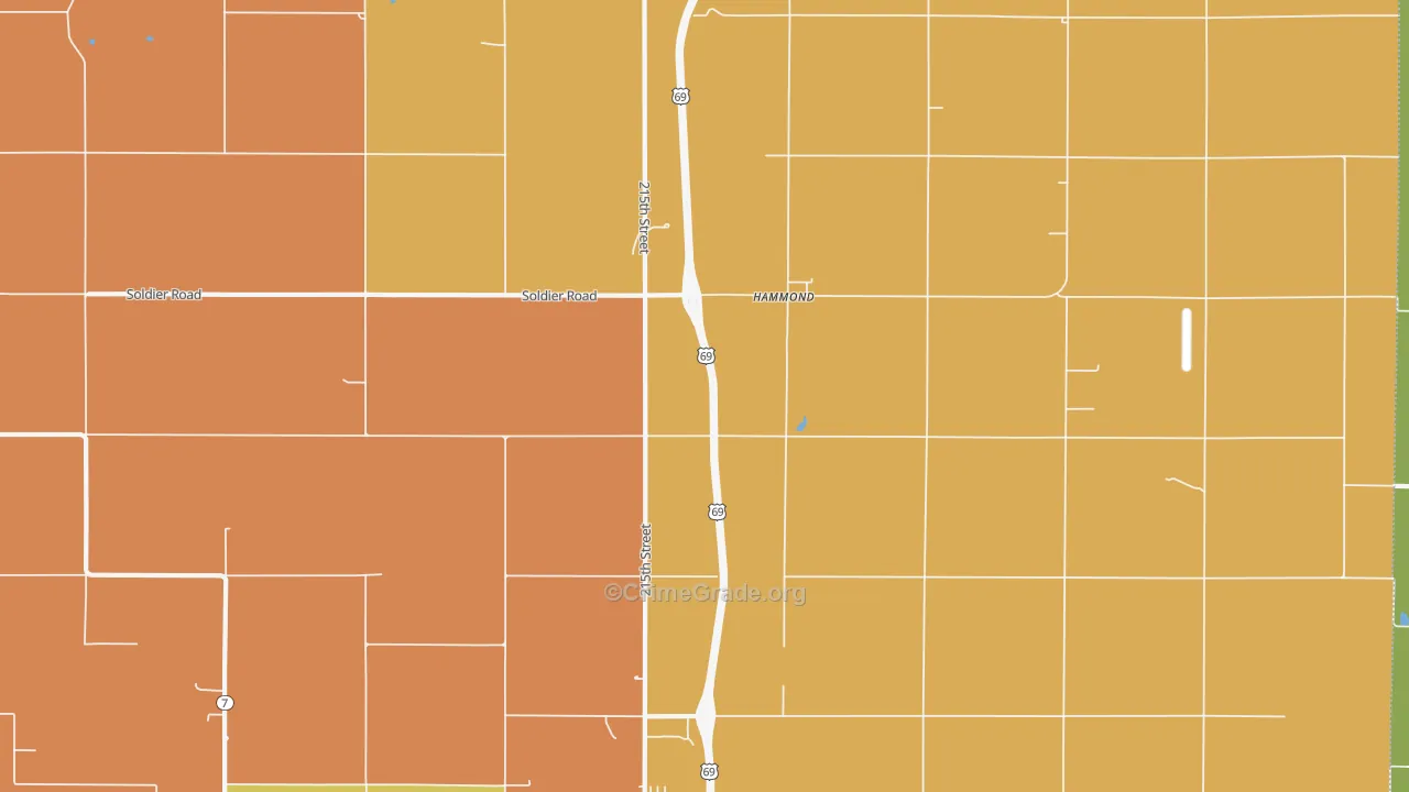 Hammond, KS Map of Burglary Rates
