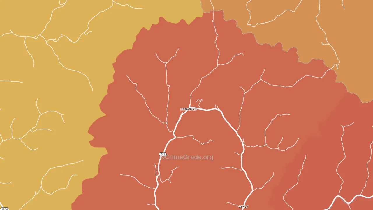 Hammond, KY Map of Burglary Rates