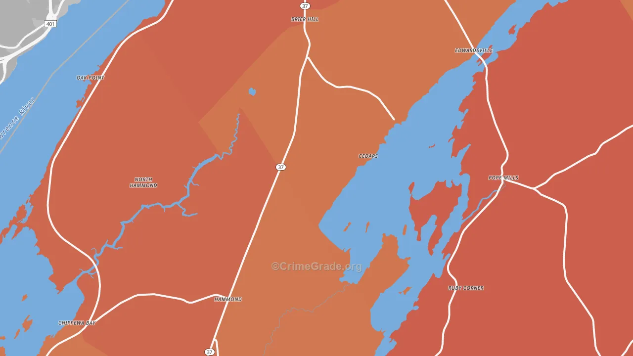Hammond, NY Map of Burglary Rates