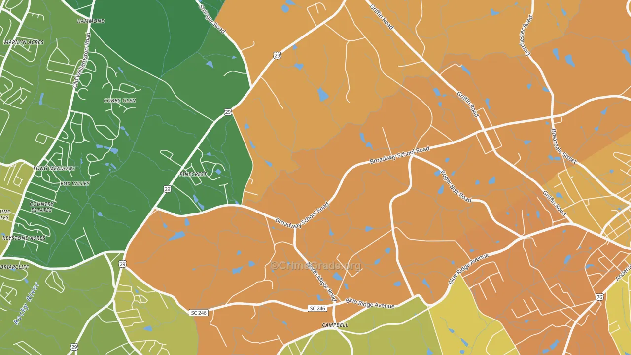 Hammond, SC Map of Burglary Rates