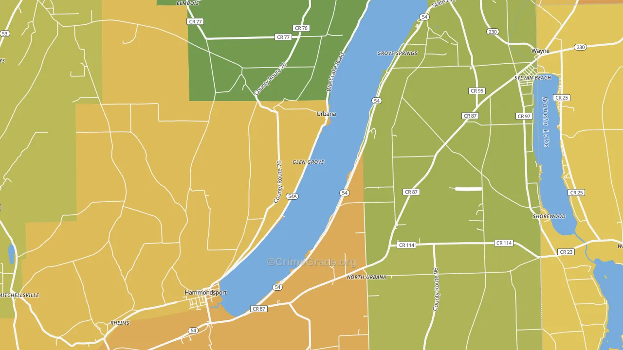 Hammondsport, NY Map of Burglary Rates