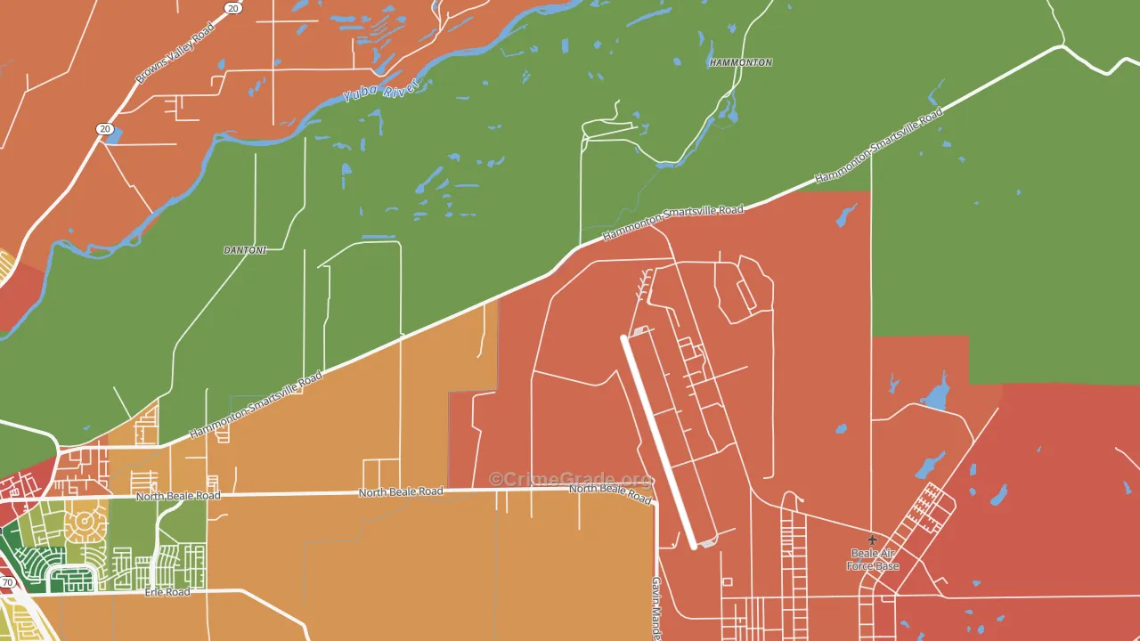 Hammonton, CA Map of Burglary Rates