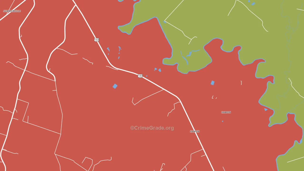 Hamon, TX Map of Burglary Rates