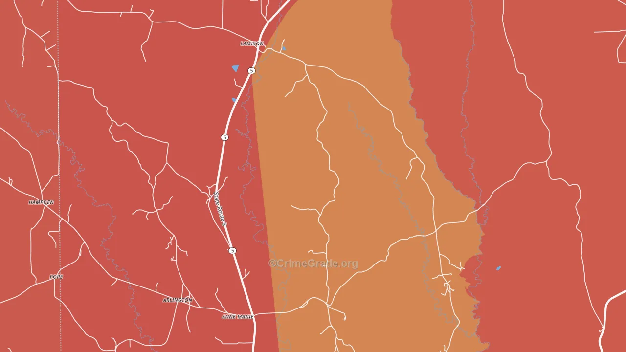 Hampden, AL Map of Burglary Rates