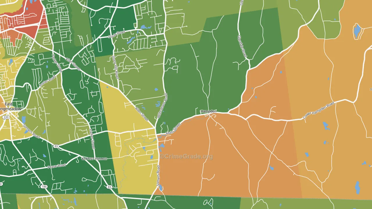 Hampden, MA Map of Burglary Rates